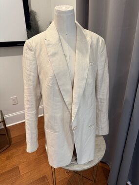 Express Cream Single-Button Linen Blazer